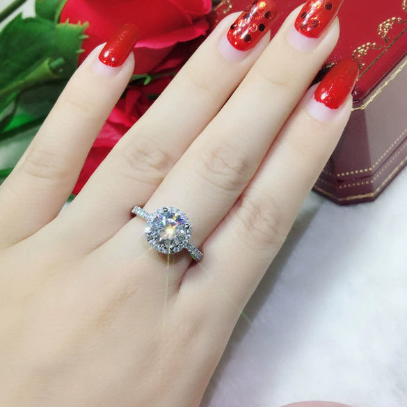Women's White Copper Crown Ring With Fourclaw Simulated Diamond Zircon Adjustable Open Band And Platinumplated Finish