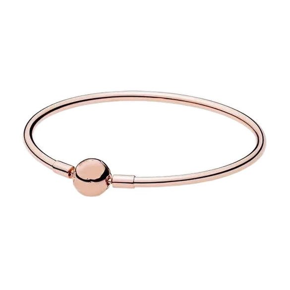 Women's White Copper Silver Plated Bracelet With Round Button And Snake Bone Chain Simple Geometric Jewelry