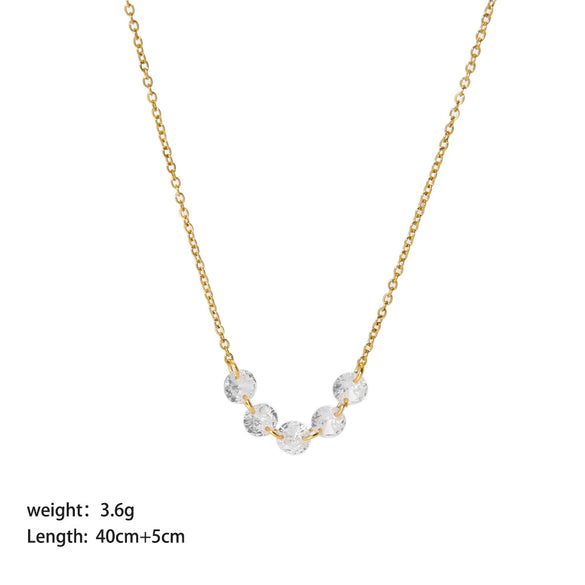 Women's Wholesale Stainless Steel Necklace With Geometric Pattern And Pvdp Furnace Real Gold Treatment