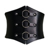 Women's Wide Elastic Faux Leather Corset Waist Belt With Punk Spliced Design And Snap Closure