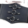 Women's Wide Elastic Faux Leather Corset Waist Belt With Punk Spliced Design And Snap Closure