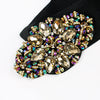 Women's Wide Elastic Woven Waist Belt With Rhinestone And Crystal Bead Embellishments And Alloy Snap Buckle