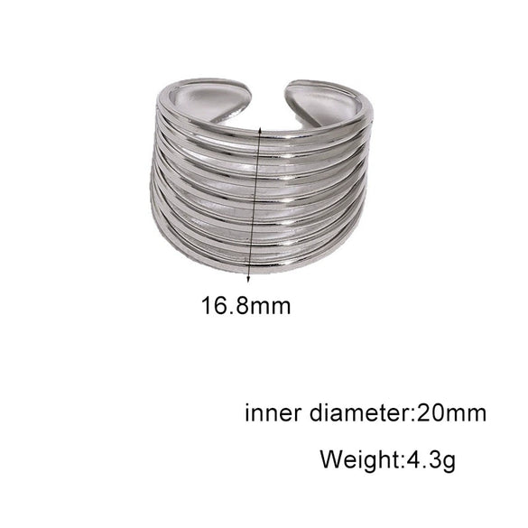 Women's Wide Gold Tone Stainless Steel Open Ring With Simple Geometric Round Design And Electroplated Finish