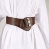 Women's Wide Pu Elastic Waist Belt With Retro Dshaped Alloy Buckle Statement Cinch Belt Accessory
