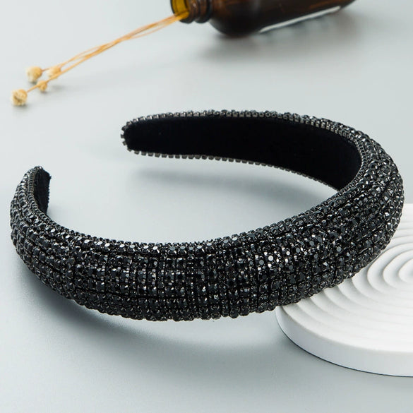 Women's Wide Sponge Headband With Diamond Embellishment Geometric Baroque Style Fashion Hair Band