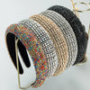 Women's Wide Sponge Headband With Diamond Embellishment Geometric Baroque Style Fashion Hair Band