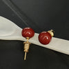 Women's Wine Red Geometric Ball Bead Earrings Electroplated Copper With Silver Ear Needles
