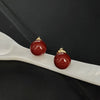 Women's Wine Red Geometric Ball Bead Earrings Electroplated Copper With Silver Ear Needles