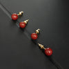 Women's Wine Red Geometric Ball Bead Earrings Electroplated Copper With Silver Ear Needles