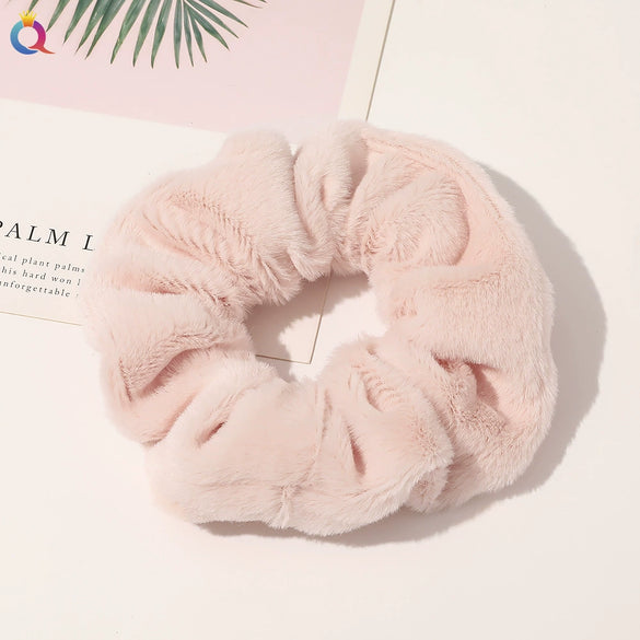 Women's Wool And Cloth Handmade Striped Large Intestine Hair Ring Hair Accessories