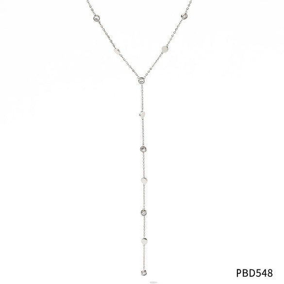 Women's Y Shaped Zircon Tassel Stainless Steel And Titanium Steel Necklace With Electroplating Treatment