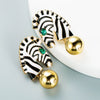 Women's Zebra Striped Horse Head Earrings With Dripping Oil Finish Retro Geometric Animal Jewelry