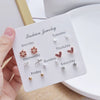 Women's Zinc Alloy And Stainless Steel Geometric Oneweek Earring Set With Diamond Design
