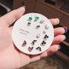 Women's Zinc Alloy And Stainless Steel Geometric Oneweek Earring Set With Diamond Design