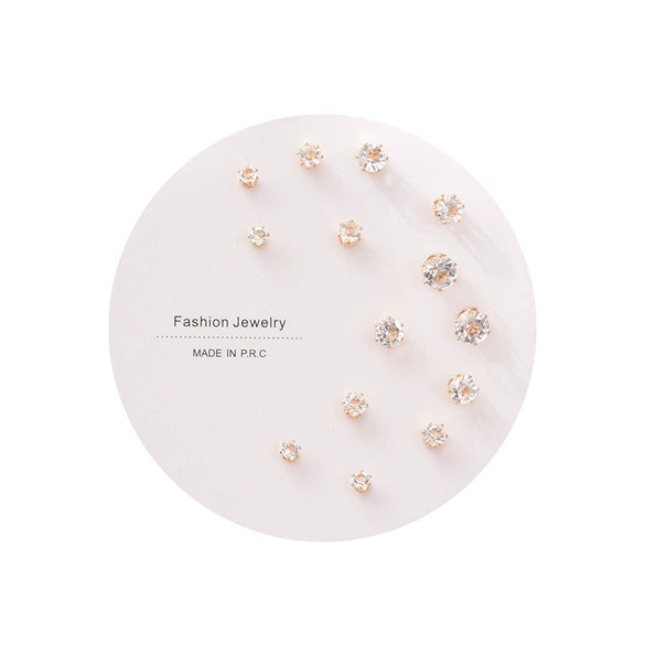 Women's Zinc Alloy And Stainless Steel Geometric Oneweek Earring Set With Diamond Design