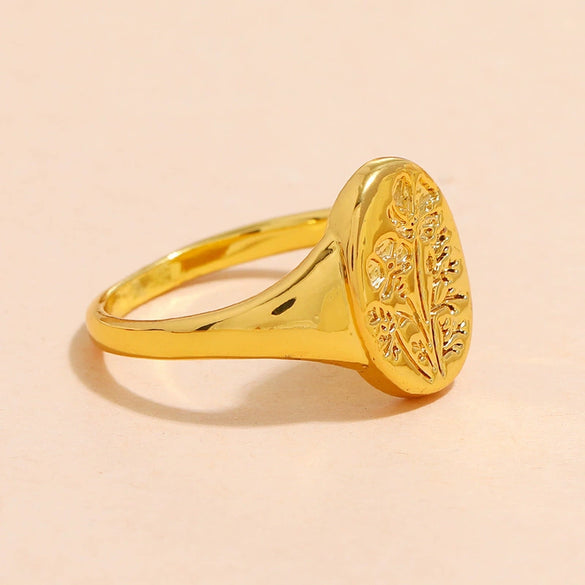 Women's Zinc Alloy Carved Flower Joint Ring With Geometric Design Simple Retro Fashion Statement Ring