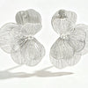Women's Zinc Alloy Floral Geometric Hollow Earrings With Electroplated Finish And Stainless Steel Ear Posts