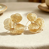 Women's Zinc Alloy Floral Geometric Hollow Earrings With Electroplated Finish And Stainless Steel Ear Posts