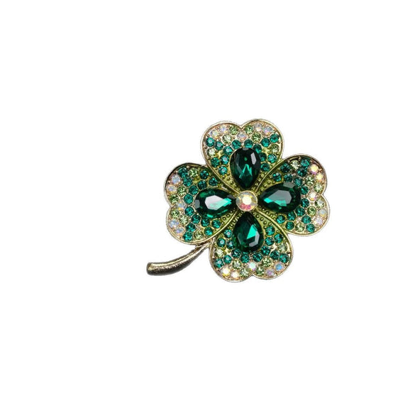 Women's Zinc Alloy Fourleaf Clover Artistic Literary Style Electroplating Brooch