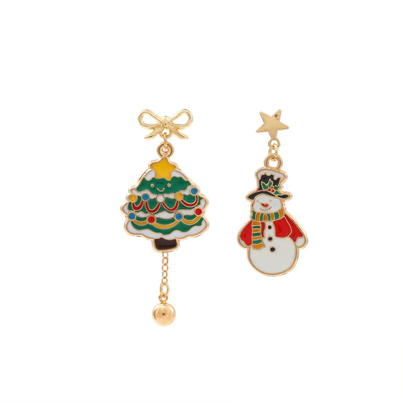 Women's Zinc Alloy Geometric Earrings With Christmas Tree Santa Claus Snowman Bell Elements Light Luxury Electroplated