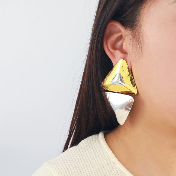 Women's Zinc Alloy Geometric Exaggerated Light Luxury Electroplated Triangle Earrings
