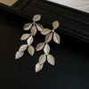 Women's Zinc Alloy Leaf Tassel Earrings Light Luxury Style Electroplating