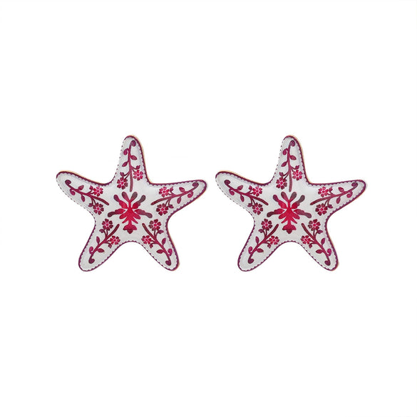 Women's Zinc Alloy Star Shaped Dripping Oil Fashion Earrings With Star Print