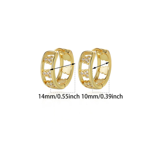 Women's Zircon Cross Goldplated Earrings New Style Simple And Elegant