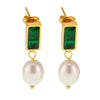 Women's Zircon Freshwater Pearl Earrings Light Luxury Geometric Electroplating