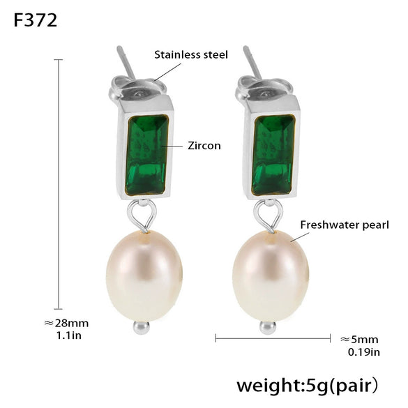 Women's Zircon Freshwater Pearl Earrings Light Luxury Geometric Electroplating