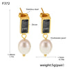 Women's Zircon Freshwater Pearl Earrings Light Luxury Geometric Electroplating