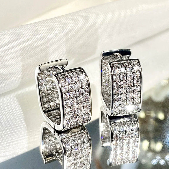 Women's Zircon Inlaid Geometric Square Light Luxury Style Earrings