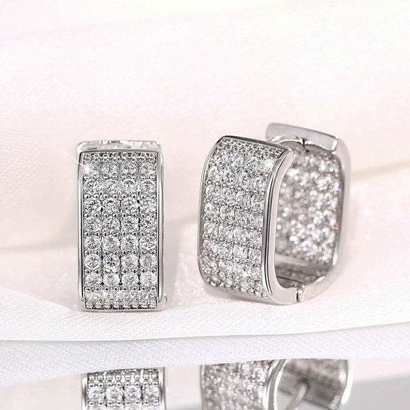 Women's Zircon Inlaid Geometric Square Light Luxury Style Earrings