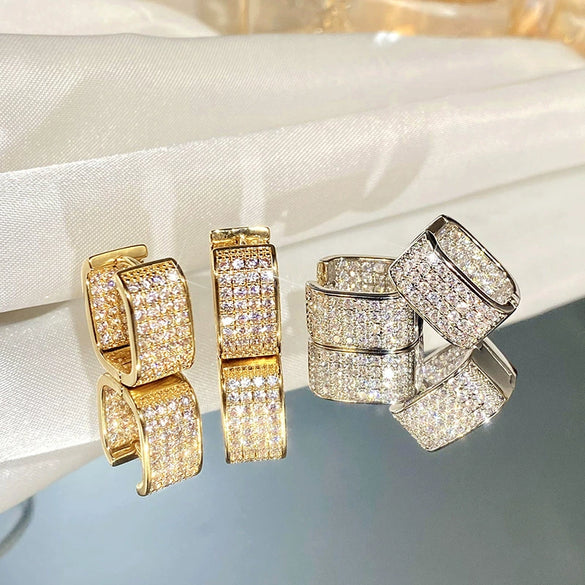 Women's Zircon Inlaid Geometric Square Light Luxury Style Earrings