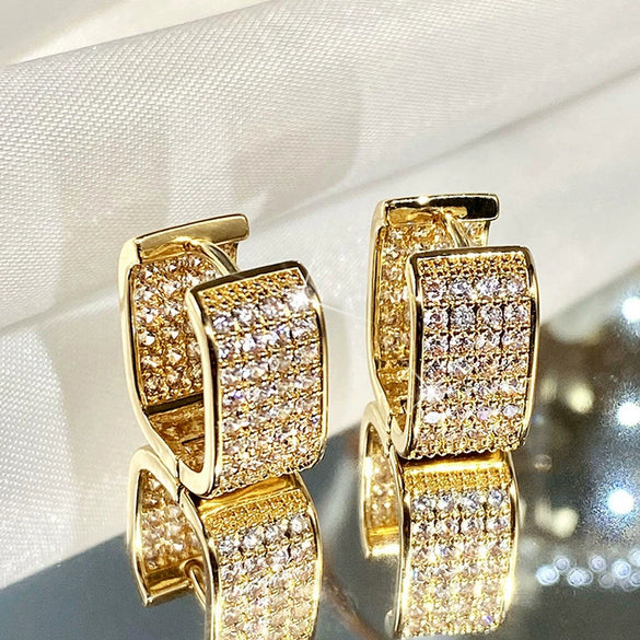 Women's Zircon Inlaid Geometric Square Light Luxury Style Earrings