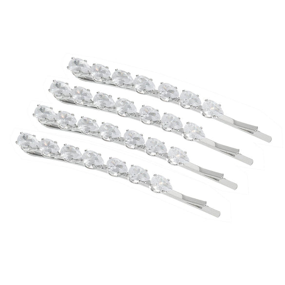 Women's Zircon Rhinestone Side Hair Clip Metal Bangs Hairpin Elegant Diamond Design Luxury Daily Headwear Accessory