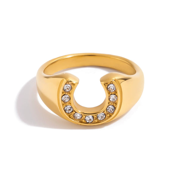 Women's Zircon Ring Stainless Steel Geometric Animal Style Electroplated Jewelry