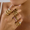 Women's Zircon Ring Stainless Steel Nonfading Light Luxury Geometric Electroplated Jewelry
