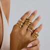 Women's Zircon Ring Stainless Steel Nonfading Light Luxury Geometric Electroplated Jewelry