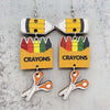Wood Handmade Earrings With Leopard Print Heart Ushaped And Geometric Patterns