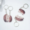 Wooden Couple Keychain With Simulation Otter Cat Hedgehog Raccoon Design