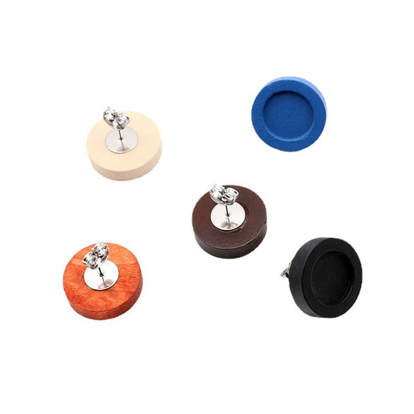 Wooden Earring Holder Cartoon Style Round Pattern Electroplated Diy Jewelry Accessories