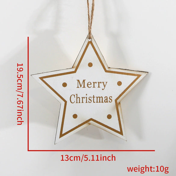 Wooden Hanging Christmas Decorations With Letter And Fivepointed Star