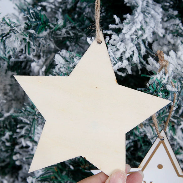 Wooden Hanging Christmas Decorations With Letter And Fivepointed Star