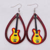 Wooden Hollow Electronic Guitar Earrings Handmade With Ushaped Drop Shape Geometric Pattern For Women