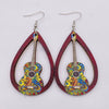 Wooden Hollow Electronic Guitar Earrings Handmade With Ushaped Drop Shape Geometric Pattern For Women