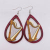 Wooden Hollow Electronic Guitar Earrings Handmade With Ushaped Drop Shape Geometric Pattern For Women