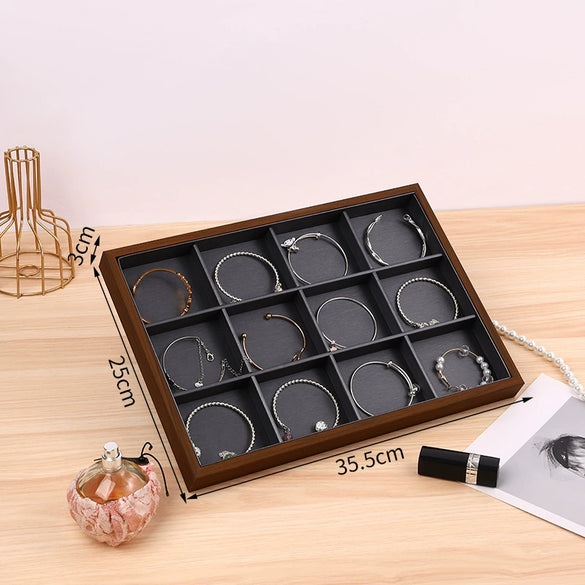 Wooden Jewelry Black Walnut Ring Earrings Necklace Pendant Jewelry Storage Plate High Sense Style Splicing Process