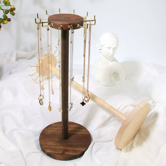 Wooden Jewelry Display Rack Round For Necklaces And Bracelets