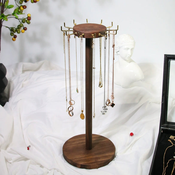Wooden Jewelry Display Rack Round For Necklaces And Bracelets